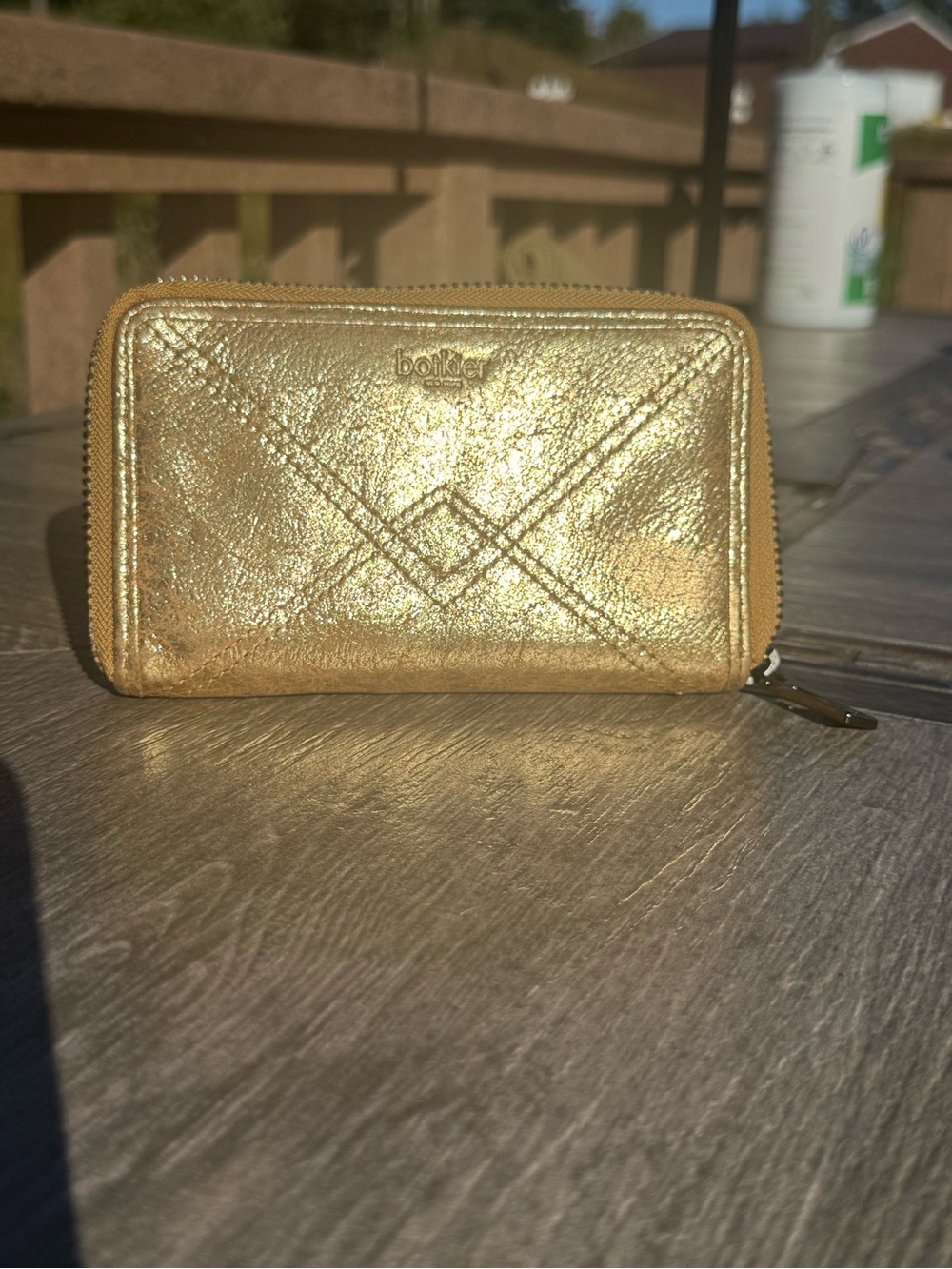 EUC Botkier Metallic Gold Leather Zip-Around Wallet